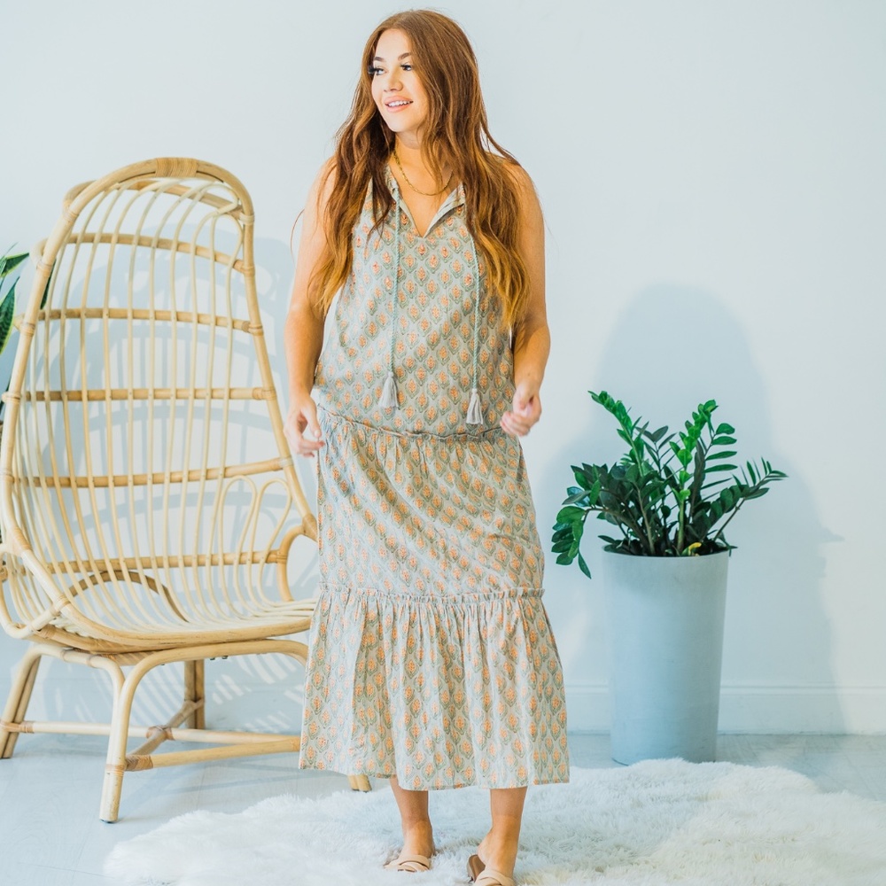 Ethically made Artisan crafted  Zoe dress with hand needle work